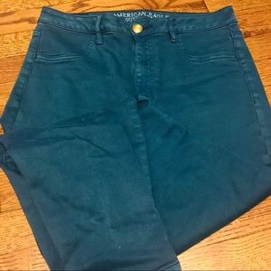 Turquoise AE sky high jeggings